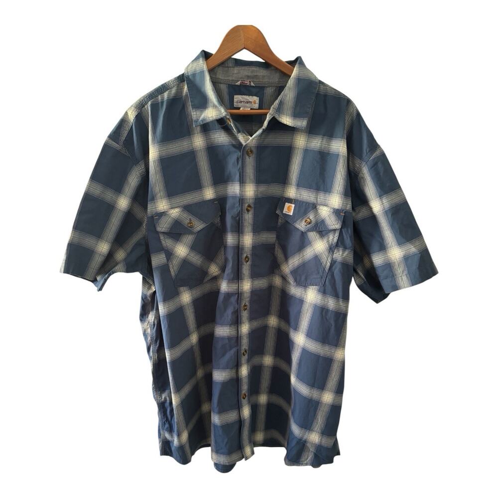 Carhartt Relaxed Fit Short Sleeve Button Down Plaid Shirt Mens 3 XL Multicolor